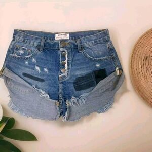 One Teaspoon Bandits Relaxed Button Fly Shorts Denim Jean micro Short SZ 26 W 30